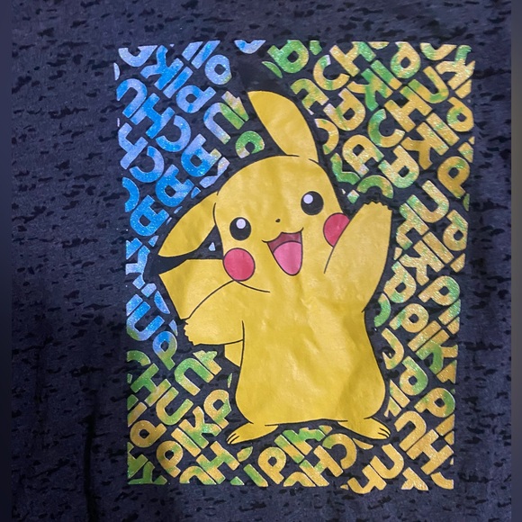 Pokemon Pikachu Charcoal Gray Burnout Short Sleeve Tee Shirt - Picture 4 of 4